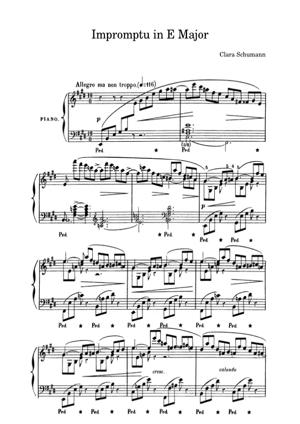 Impromptu in E Major Clara Schumann PDF sheet music