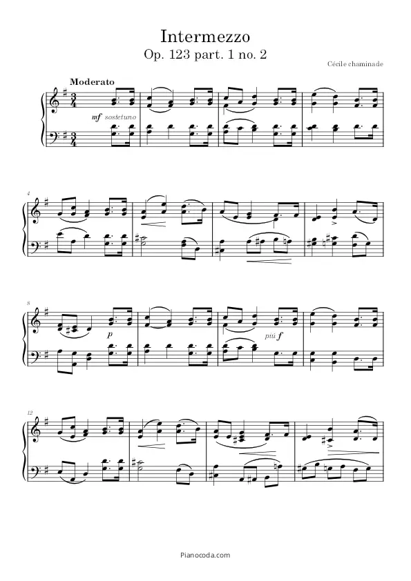Intermezzo Op. 123 Bk. 1 No 2 PDF sheet music