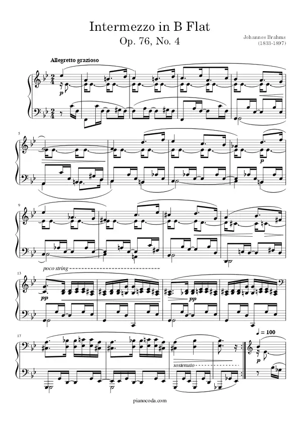 Intermezzo in B Flat piano sheet music