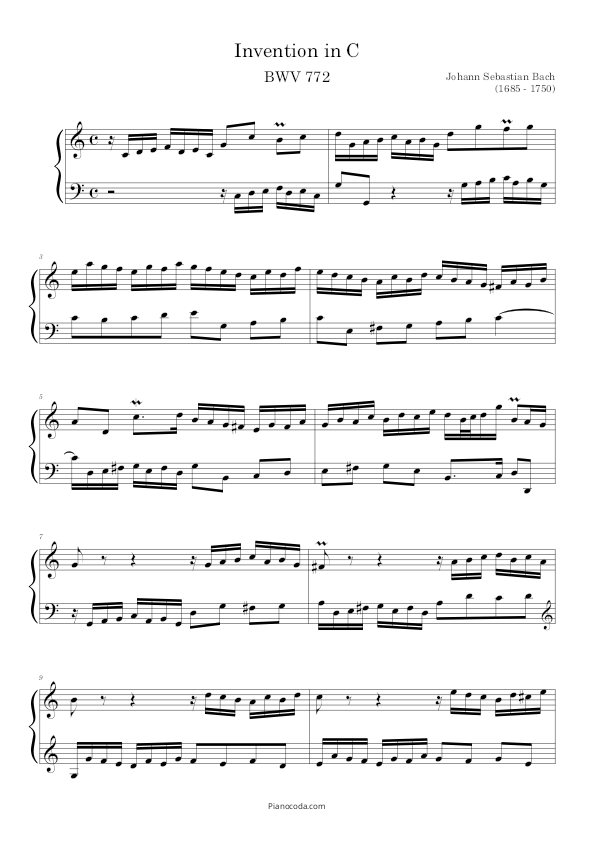 Invention in C Major BWV 772 by Bach