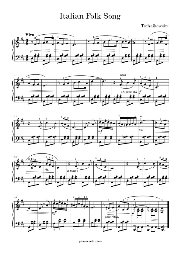 Italian Folk Song Tchaikovsky PDF sheet music