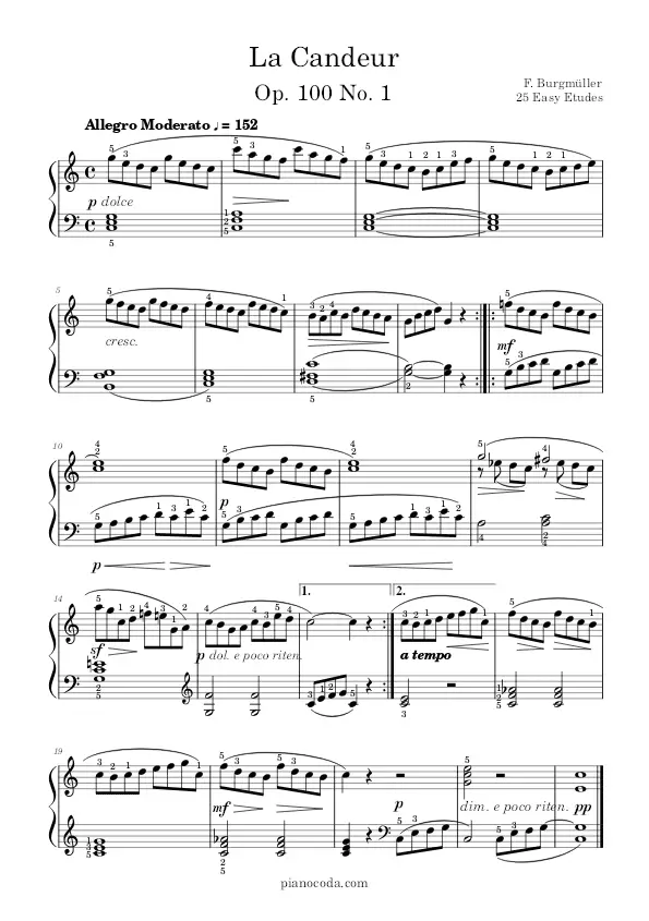 La Candeur Op. 100 No. 1 Burgmüller PDF sheet music