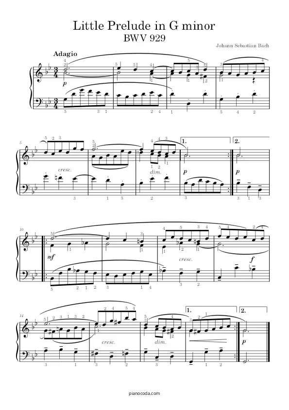 Little prelude in G Minor BWV 929