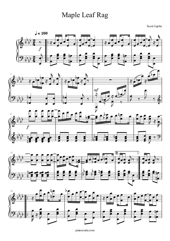 Maple Leaf Rag piano sheet music