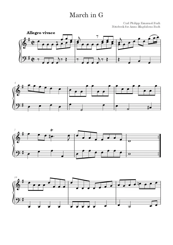 March in G BWV 124 sheet music