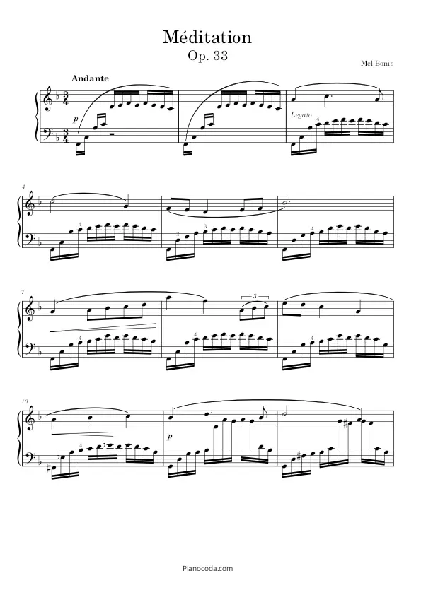 Méditation Op. 33 no. 1 by Mel bonis - PDF sheet music