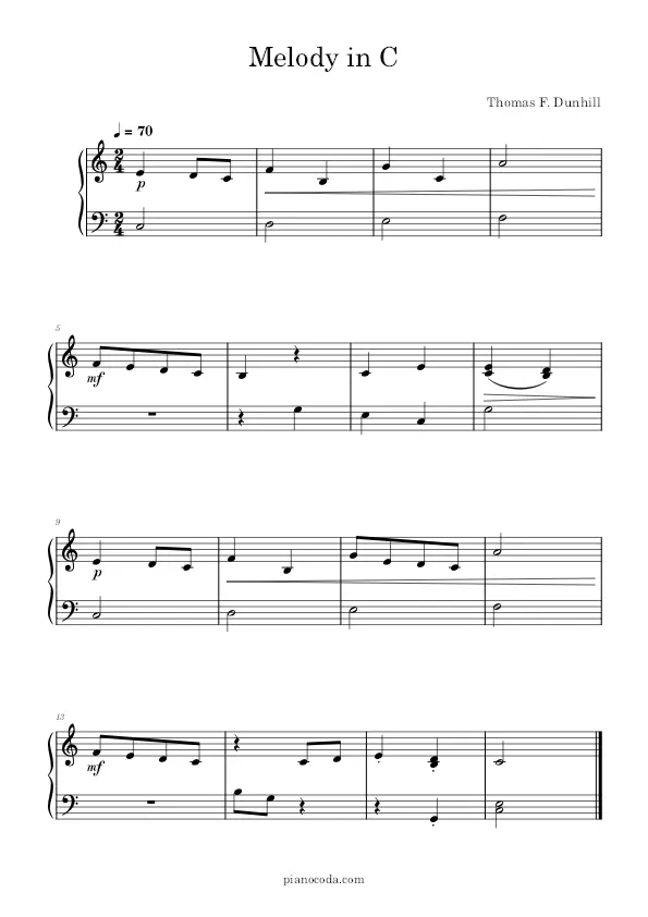 Melody in C Thomas Dunhill sheet music