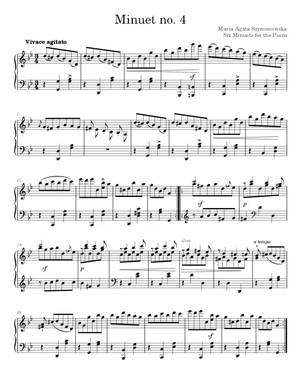 Minuet No. 4 piano sheet music