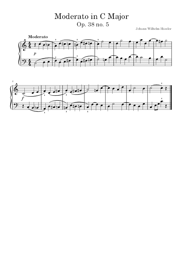 Moderato in C Major op. 38 no. 5 by Hassler PDF sheet music