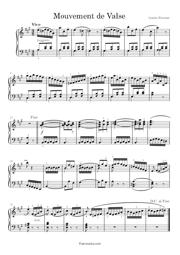 Mouvement de Valse Op. 50 no. 15 by Louise Farrenc sheet music