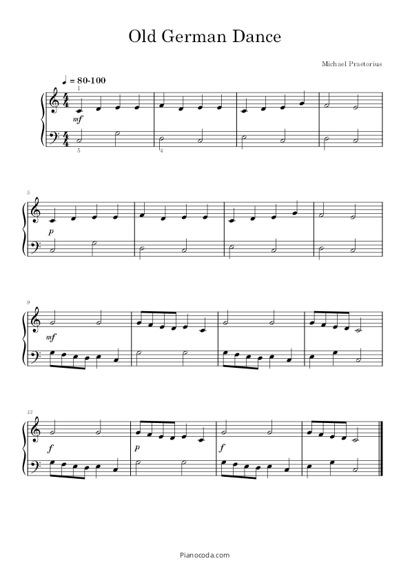 Old German Dance by Praetorius sheet music