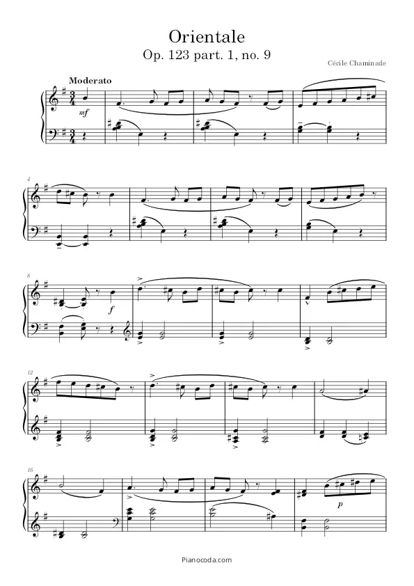 Orientale Op. 123 Bk. 1 No 9 piano sheet music