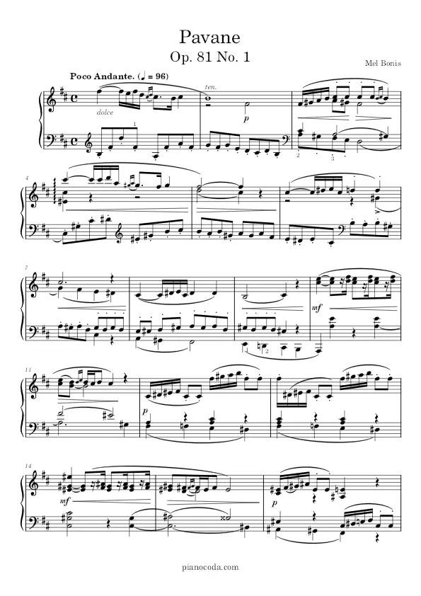 Pavane op. 81 No. 1 piano sheet music
