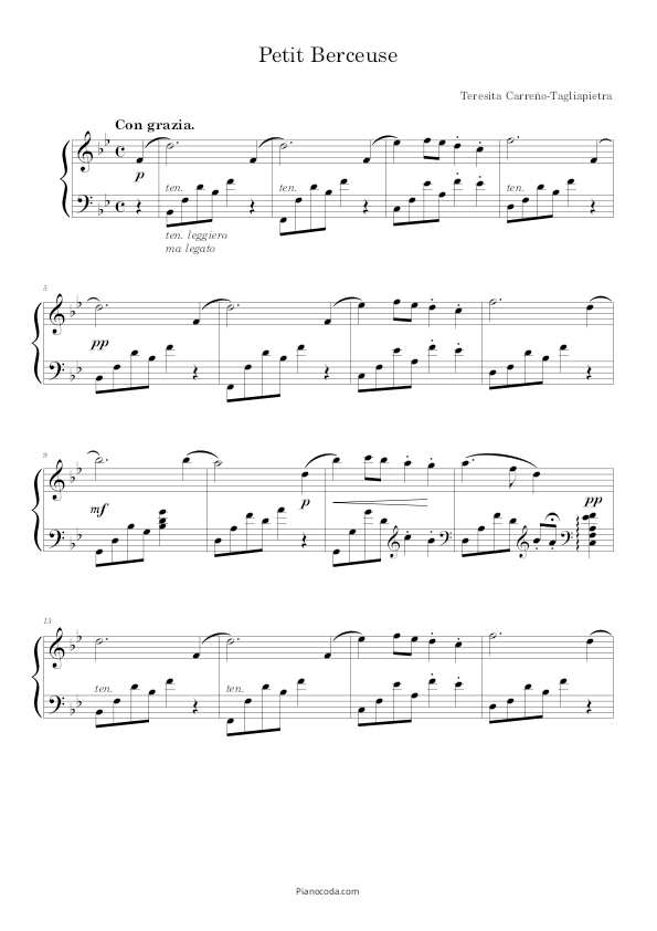 Petite Berceuse by Teresita Carreño - PDF sheet music