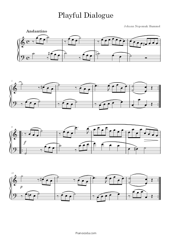 Dialogue Taquin pdf piano sheet music by Hummel