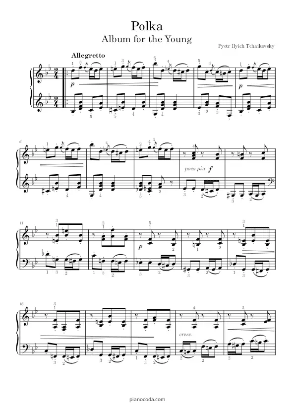 Polka Op. 39 no. 10 by Tchaikovsky PDF sheet music