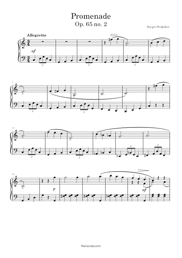 Promenade Op. 65 no. 2 by Sergei Prokofiev sheet music