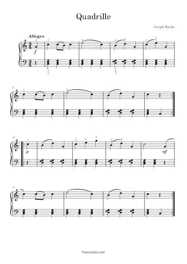Quadrille by Haydn PDF sheet music