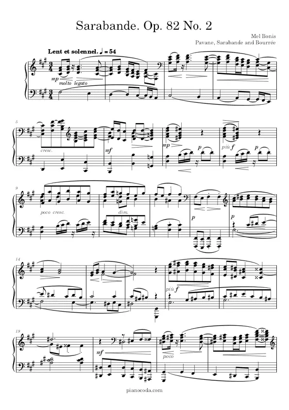 Sarabande Op. 82 No. 2 piano sheet music