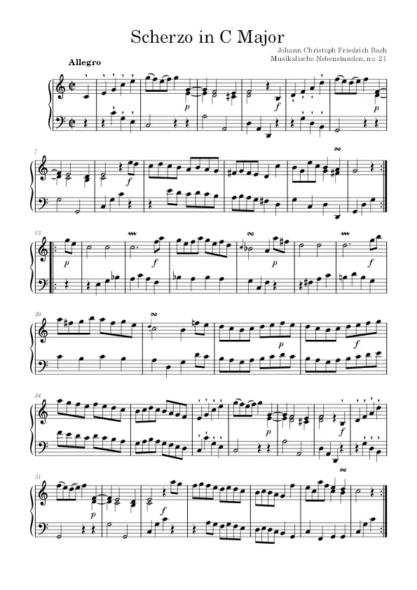 Scherzo in C Major piano sheet music