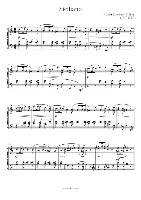 Siciliano August Eberhardt Müller sheet music