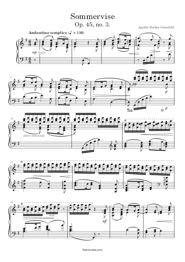 Sommervise Op. 45 no. 3 sheet music