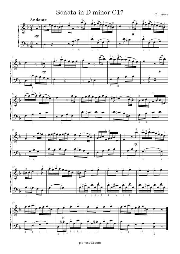 Sonata in D Minor C 17 by Domenico Cimarosa PDF sheet music