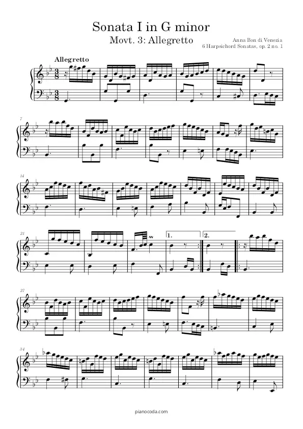 Sonata in G minor Op. 2 no. 1 Allegretto