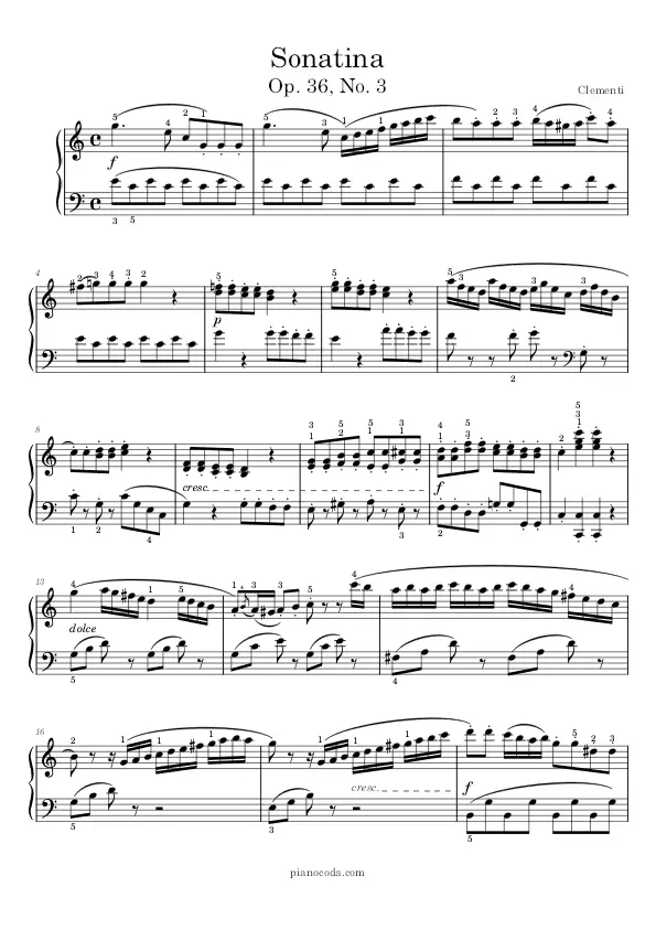 Sonatina Op 36 No. 3 by Muzio Clementi piano sheet music
