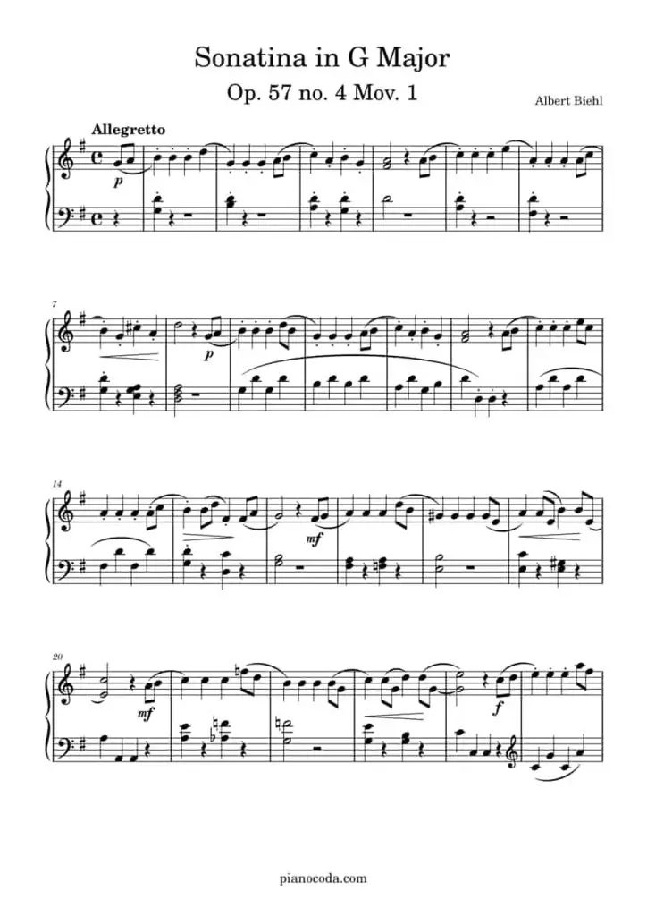 Sonatina in G major Op. 57 no. 4 mov. 1 Albert Biehl PDF sheet music
