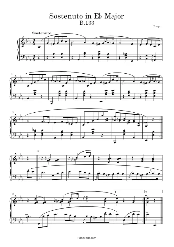 Sostenuto in E flat B 133 by Chopin sheet music