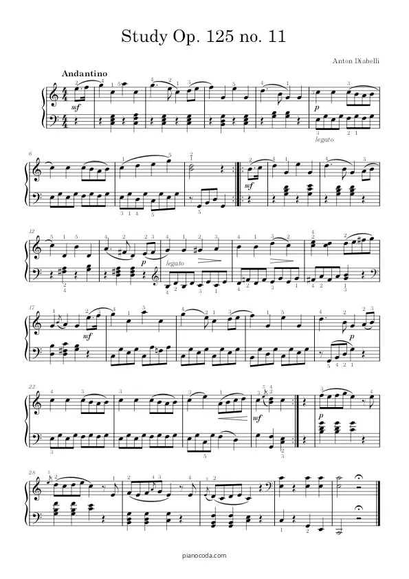 Study Op. 125 no. 11 by Diabelli PDF sheet music