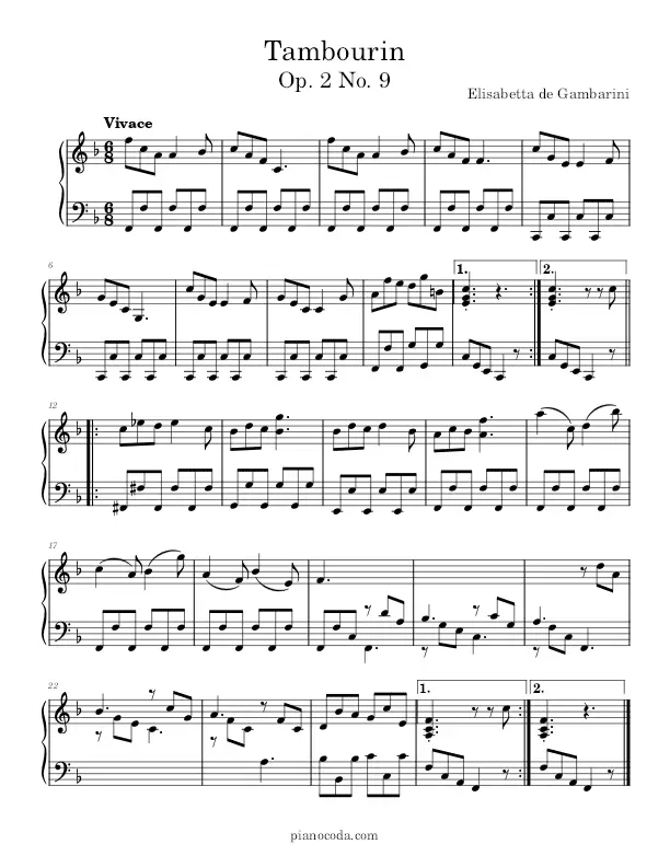 Tambourin sheet music