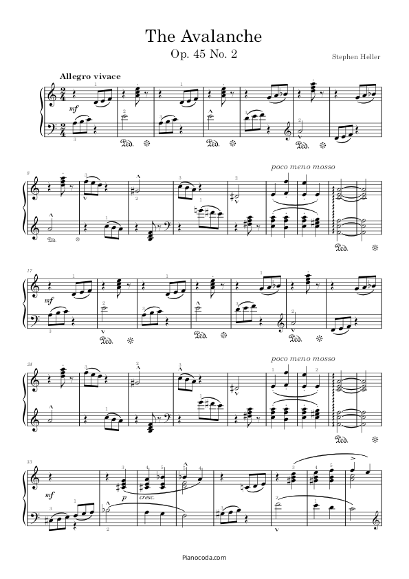 The Avalanche Op. 45 No. 2 by Heller PDF sheet music