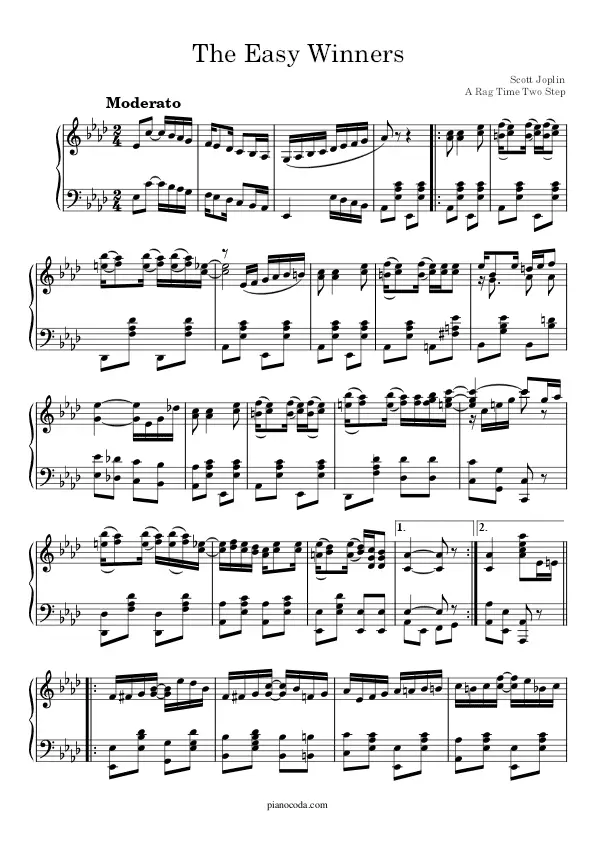 The Easy Winners piano sheet music
