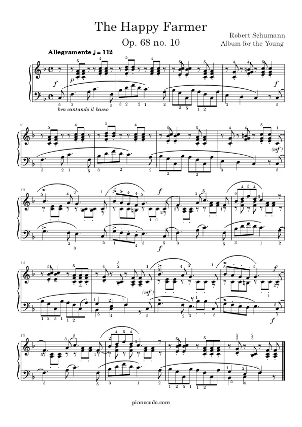 The Happy Farmer Robert Schumann PDF sheet music