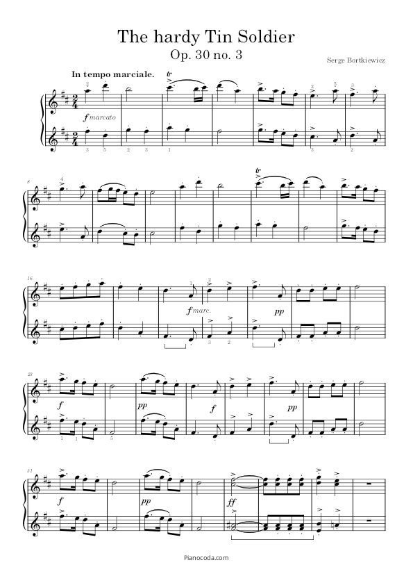 Serge Bortkiewicz, The hardy Tin Soldier sheet music. Op. 30 no. 3