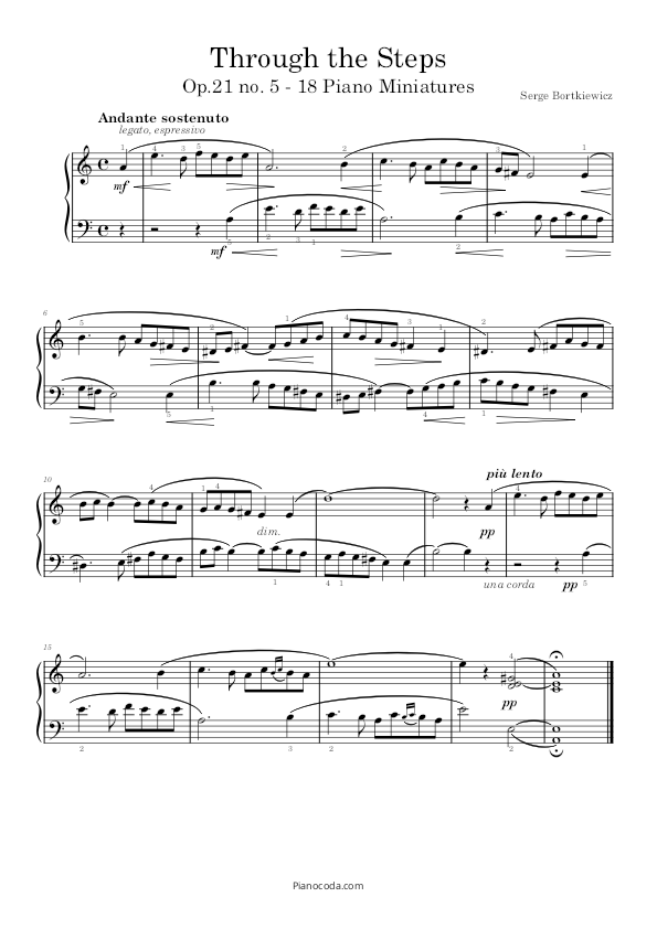 Serge Bortkiewicz, Through the Steps (canon), Op. 21 no. 5 sheet music