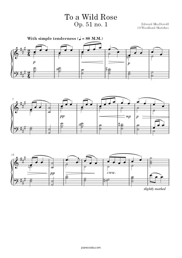 To a Wild Rose Op. 51 no. 1 Edvard MacDowell PDF sheet music