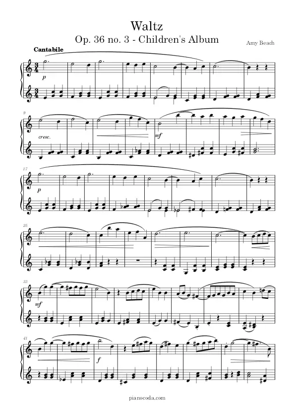 Waltz Op. 36 no. 3 Amy Beach PDF sheet music