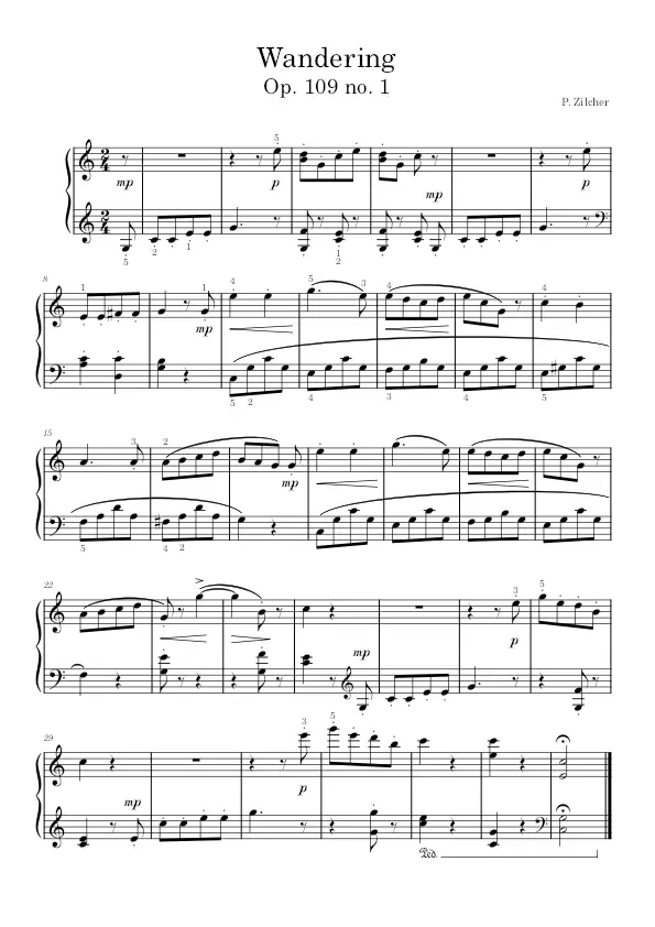 Zilcher Wandering op109,no.1 piano sheet music