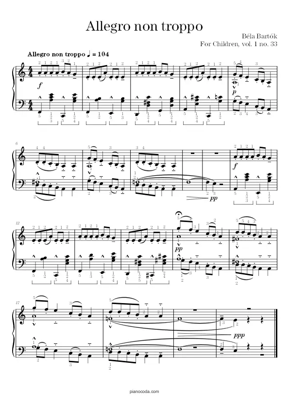 Allegro non troppo by Béla Bartók sheet music