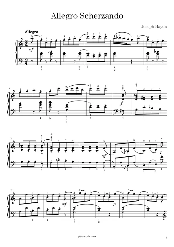 Allegro Scherzando by Haydn sheet music