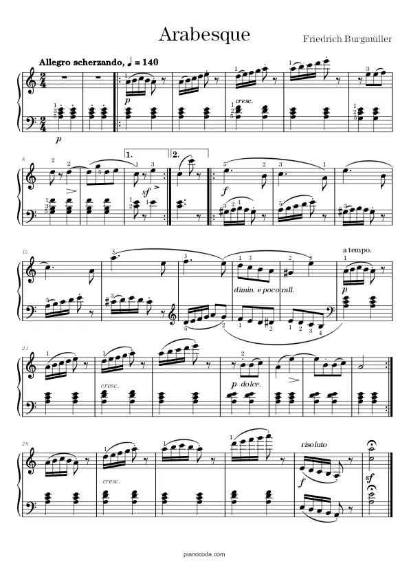 Arabesque by Burgmüler sheet music