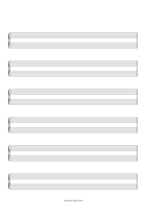 Blank manuscript paper with grand staff (no clefs)
