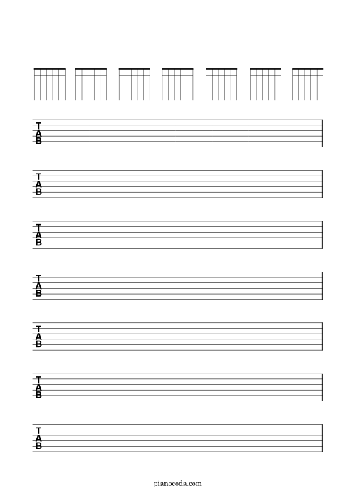 blank guitar tabs with chord diagrams 