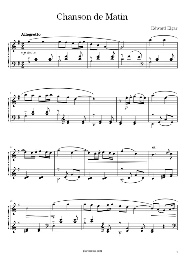 Chanson de Matin by Edward Elgar sheet music