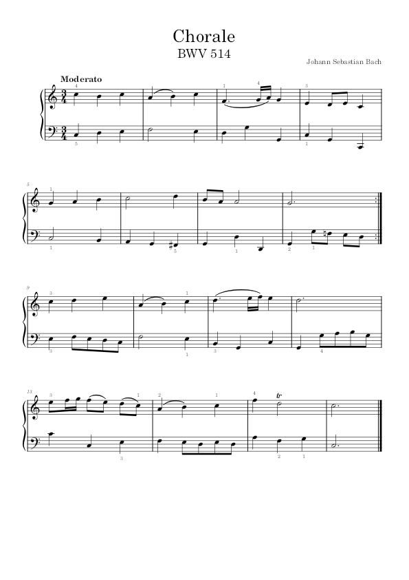 Chorale BWV 514 Bach - PDF sheet music