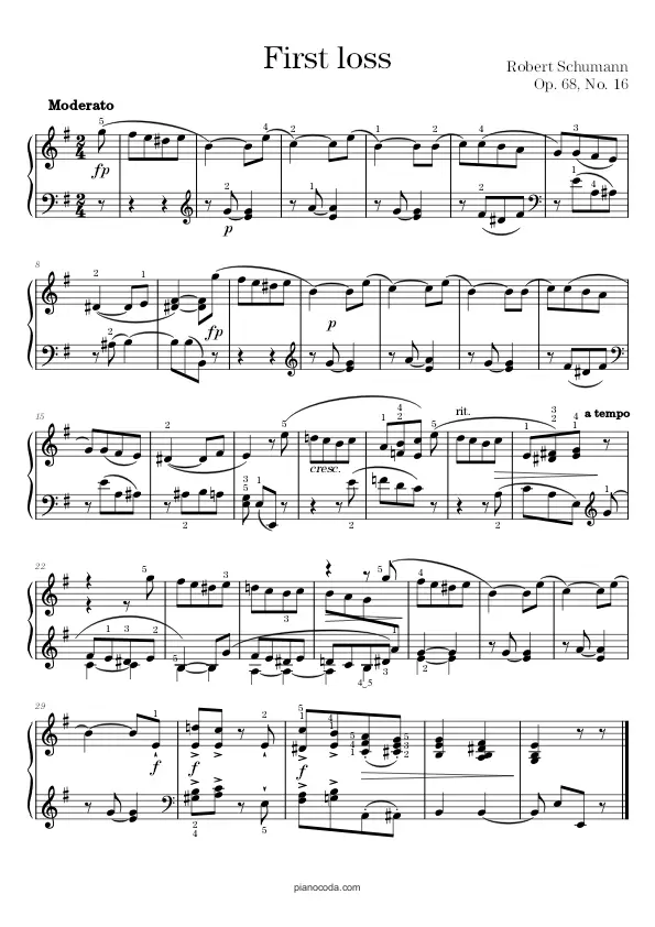 First loss by Robert Schumann sheet music