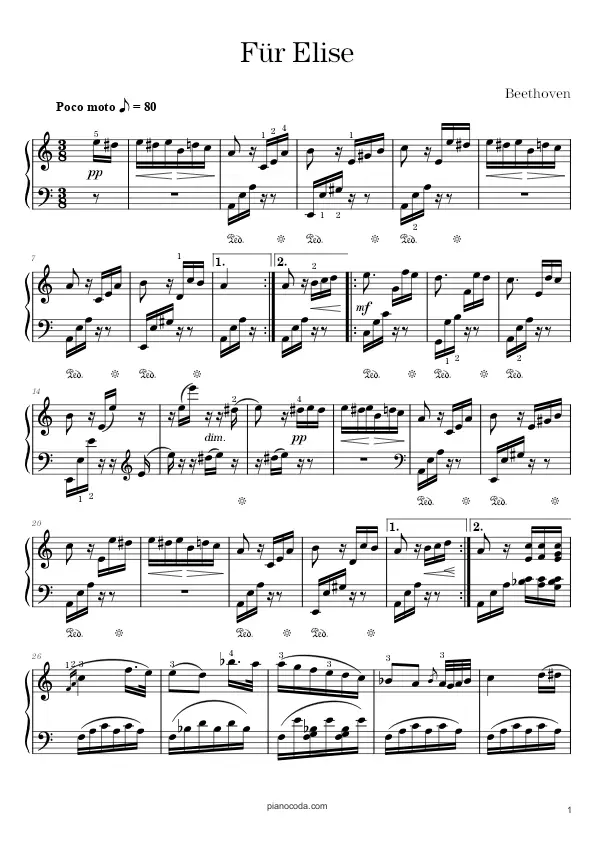 Für Elise by Beethoven sheet music